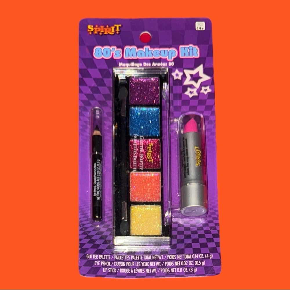 Spirit Halloween 80's Neon Glitter Makeup Kit with Pink Lipstick Vixen Costume